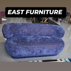 NEW ROUND LOVESEAT BLUE BUCKLE VELVET 