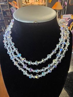 Beautiful three strand crystal necklace