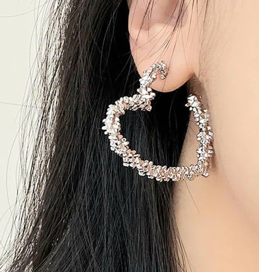 925 Sterling Silver Heart Hoops Earrings Gift