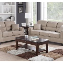 Beige Sofa And Love Seat Set (Free Delivery)