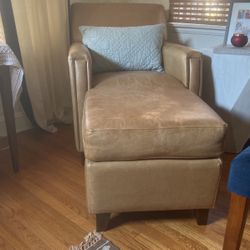 Leather Chair & Ottoman 