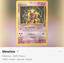 Vintage Pokémon WotC Black Star Promo Mewtwo (14/53)