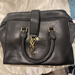 Saint Laurent Baby Cabas Black Calfskin Leather Handbag
