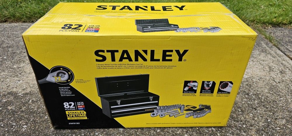 New Stanley Tool Box Chest 81pc Mechanics Tool Set