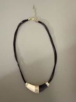 Women’s Black and White Statement Necklace with Rhinestones