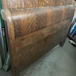 Vtg Tiger Oak Full Bed Frame