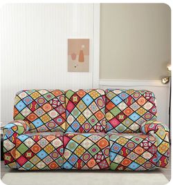 Power 3 seater recliner sofa with Stretch Sofa Cover Bohemian Floral Print