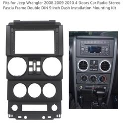 9” Double DIN Dash Kit Radio Fascia Frame for 2008-2010 Jeep Wrangler 4-Door