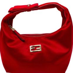 Authentic Fendi Red Satin Bag