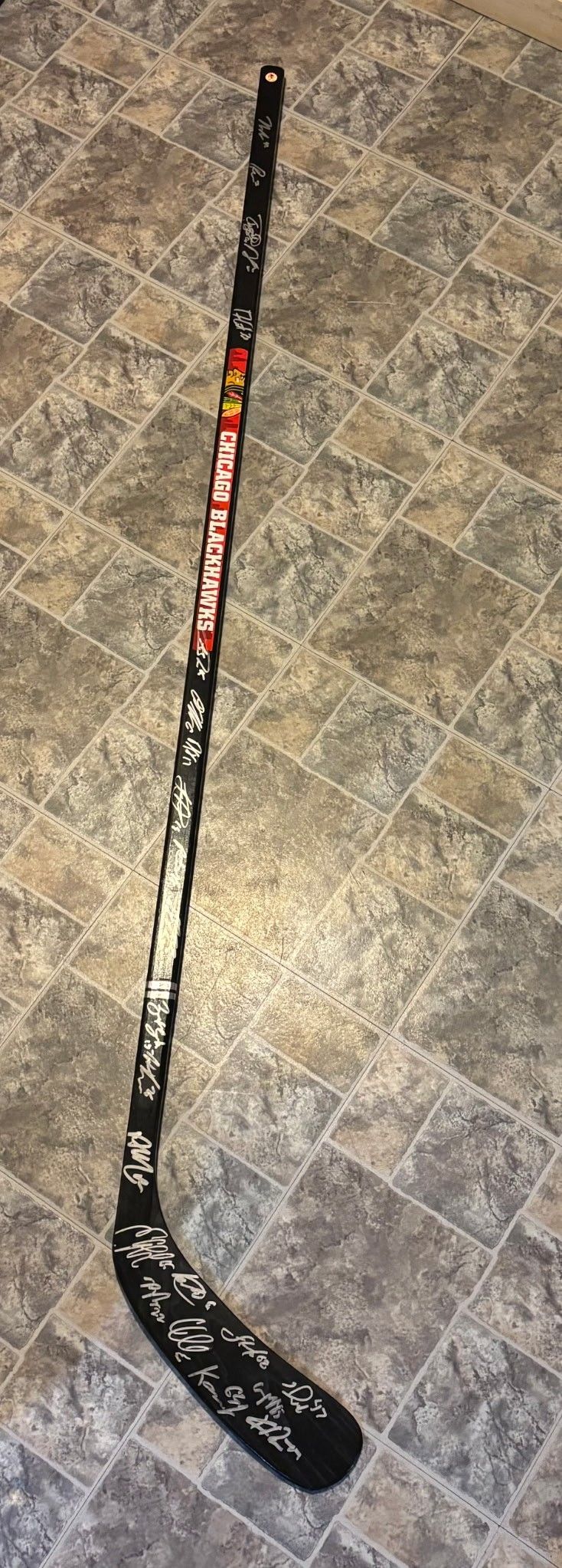 Black Hawks Hockey Stick With Players Signed Autographs
