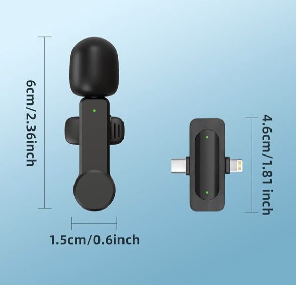 Wireless Lavalier Microphone for iPhone Android iPad