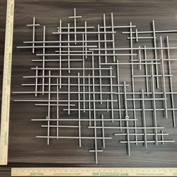 32 x 30 Cheungs Iquara Large Silver Round Metal Wall Art