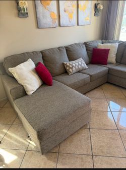Beautiful Taupe Sectional couch with double chaise