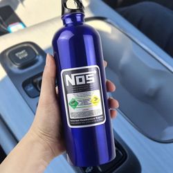 NOS 25oz Stainless Steel Water Bottle, Portable Leakproof Sports Flask for Travel, Fitness, Outdoor Activities, Uncharged, Blue/Black