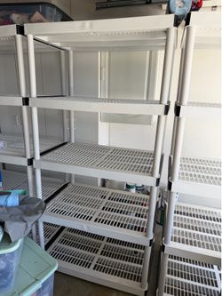 Heavy Duty 5-Tier Plastic Storage Shelving Unit - White (3 Available)