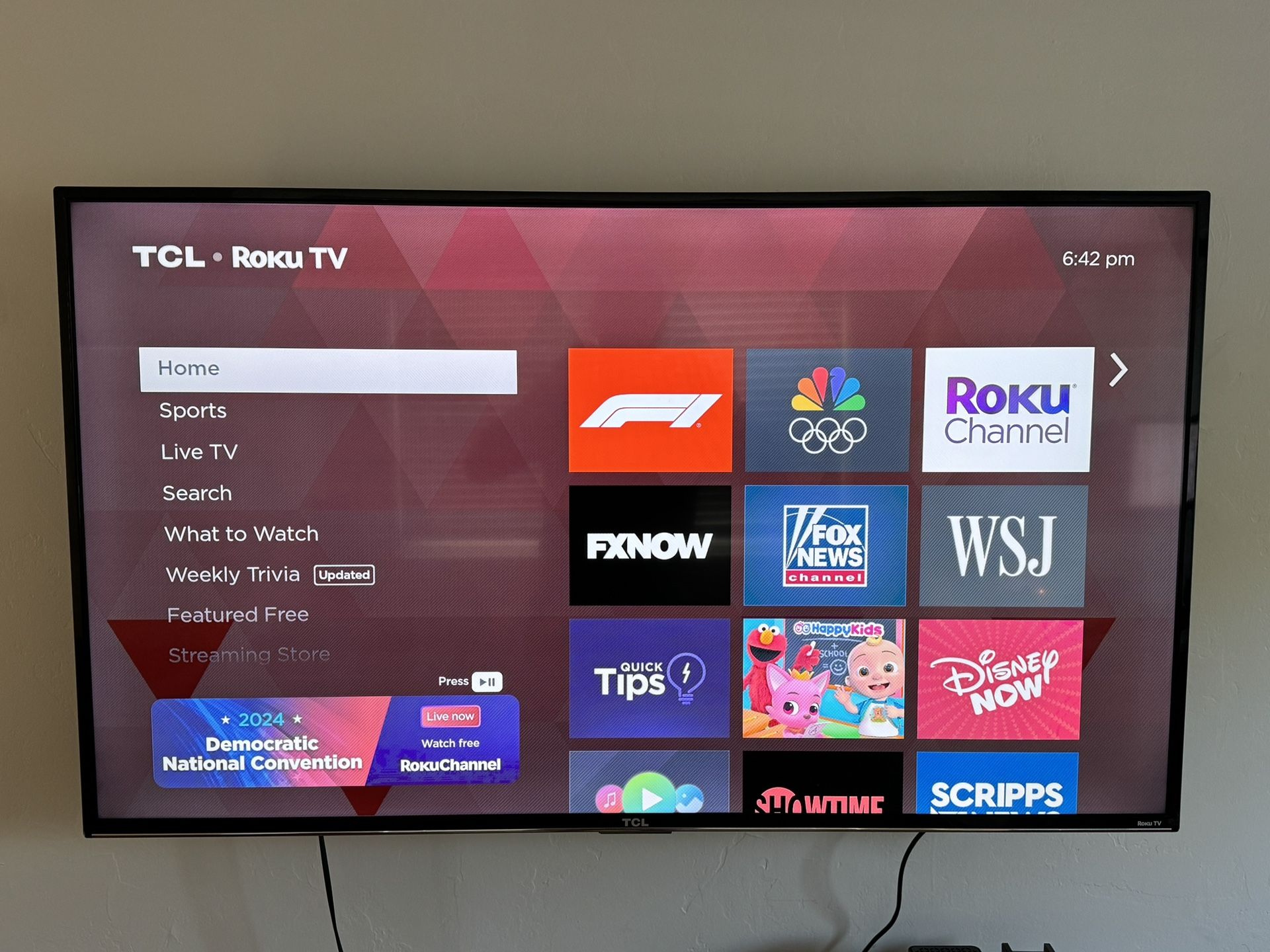 60inch TV - TCL Roku Smart TV And Swivel Mount