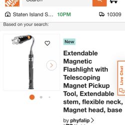 Extendable Magnetic Flashlight with Telescoping Live Chat Magnet Pickup Tool, Extendable stem, flexible neck, Magnet head