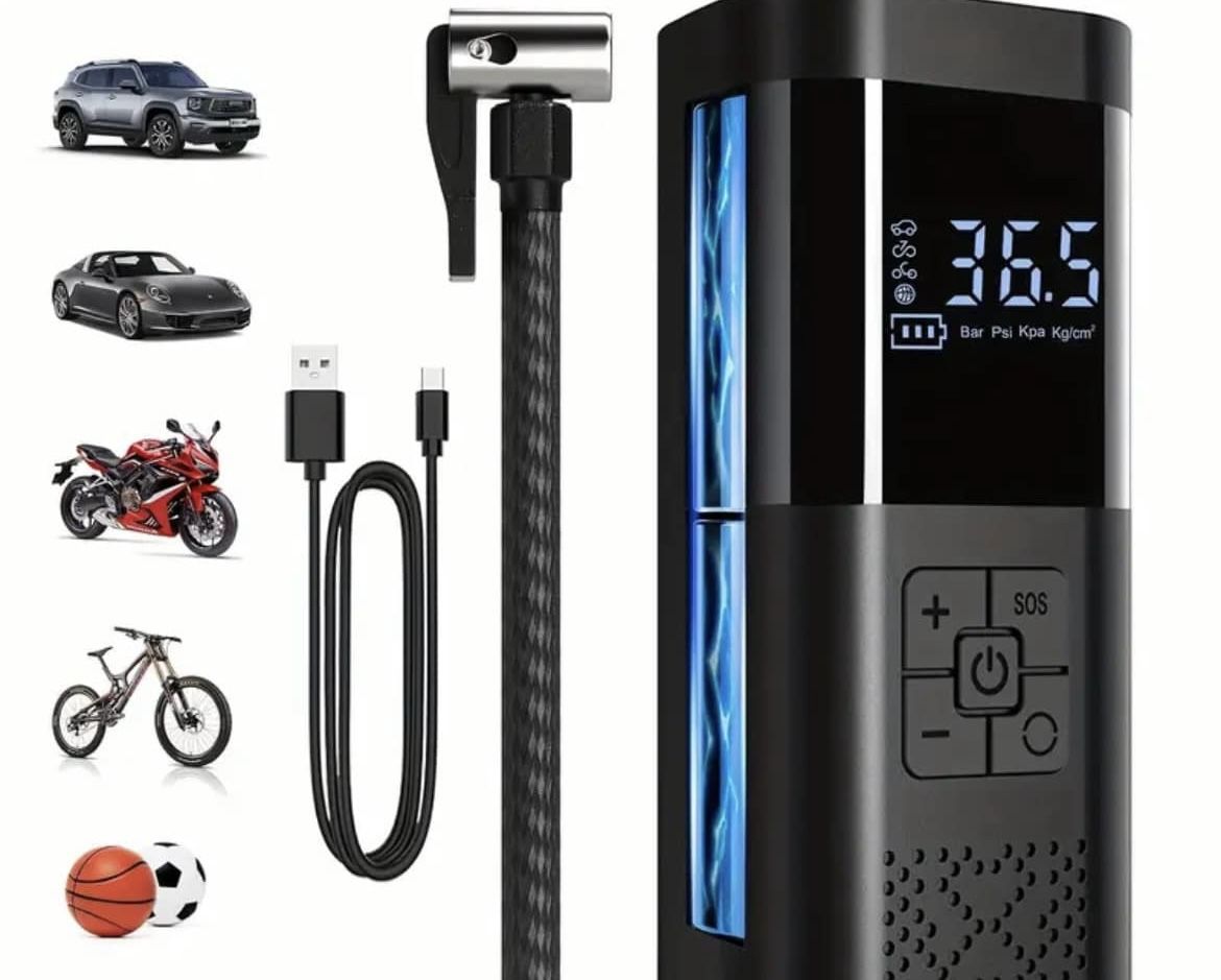 Tire Inflator Portable Air Compressor, 150PSI Car Tire Air Pump With Tire Pressure Gauge