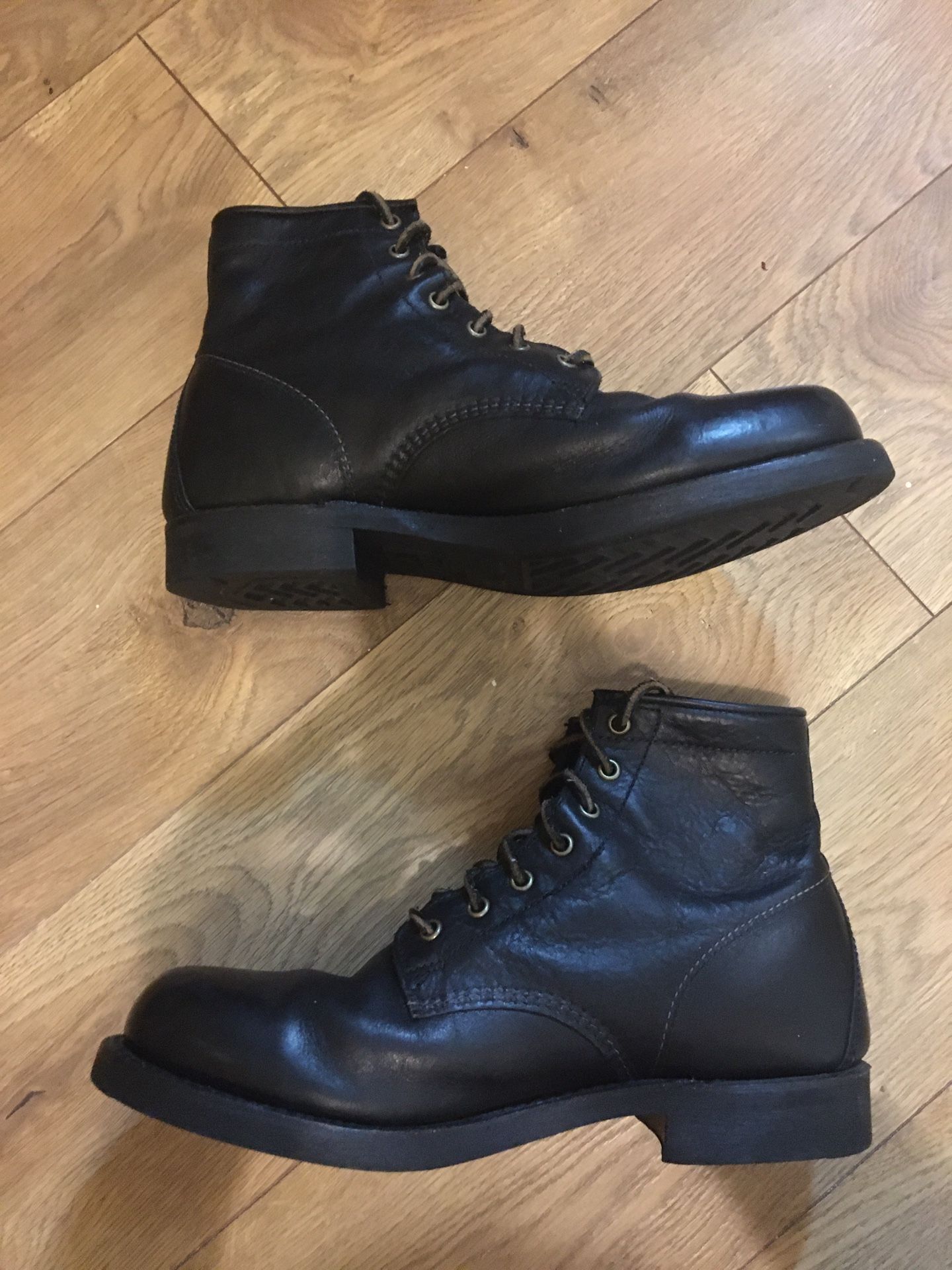 FRYE Mens Black Leather Lace Up Boots 9.5D for Sale in 
