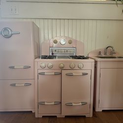 Pottery Barn Kids Pink Retro Play Kitchen Set – Fridge, Stove & Sink