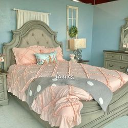 🌇ASK DISCOUNT COUPOn<New Furnitures queen king full twin bed dresser mirror nightstand options <
 Antique Gray Upholstered Panel Bedroom Set 