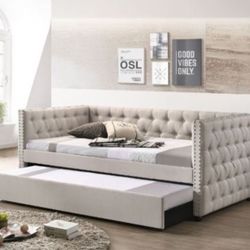 Brand New Beige Fabric Daybed