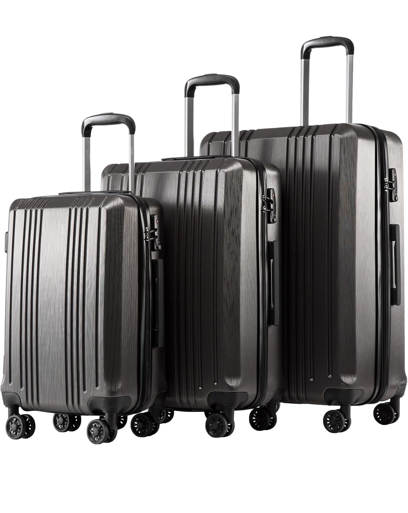 Coolife Luggage Expandable Suitcase PC+ABS 3 Piece Set with TSA Lock Spinner