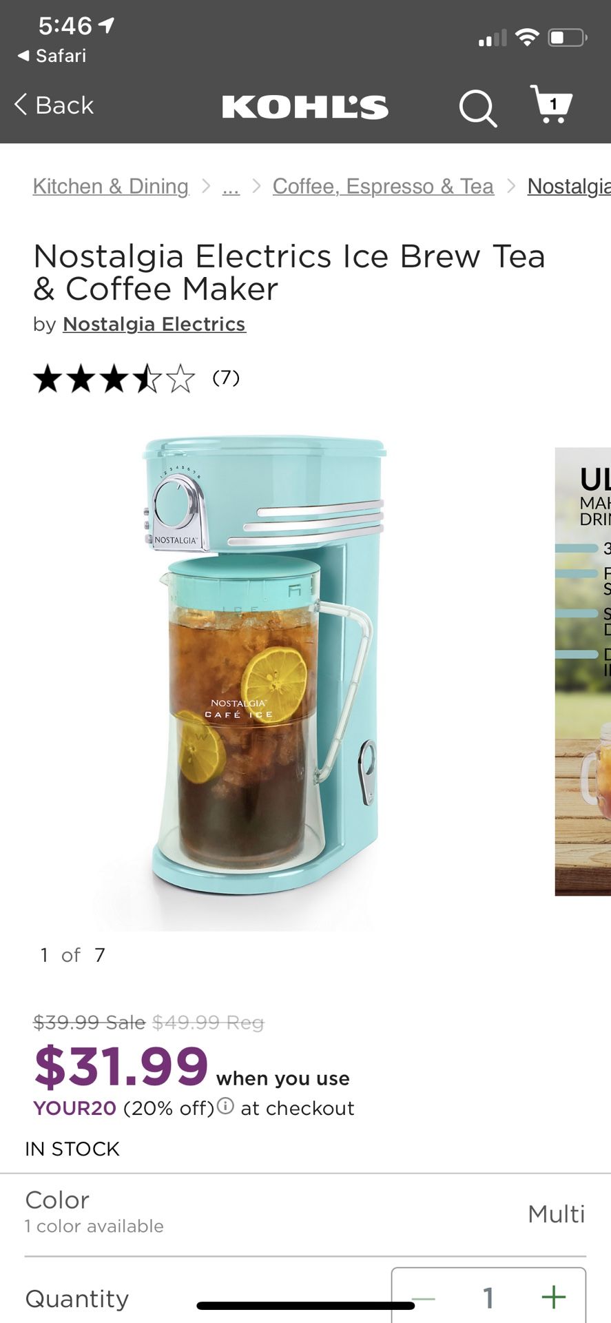 Nostalgia Iced Coffee And Tea Brewing System/maker