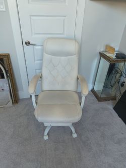 Reclining Cream Leather Executive Office Chair