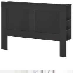 IKEA BRIMNES Headboard with storage compartment, black, Full/Double