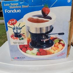 Casamoda Lazy Susan Stainless Steel 2 in 1 Chocolate Fondue Set