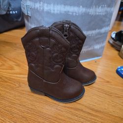 Toddler  Memphis Western Boots - Cat & Jack™ Cognac 5T: Mid Calf, Zipper Closure, Textured Outsole