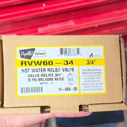 Apollo Valves RVW60-34 3/4in Hot Water Relief Valve 30 PSI Bronze Manual