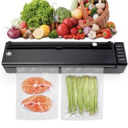 Vacuum Sealer Machine, Rechargeable With 1 Air Hose for Containers and Mason Jars,Bag Cutter and 10 Vacuum Sealer Bags New In Box