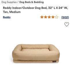 Reddy Indoor/Outdoor Dog Bed, 32" L X 24" W, Tan, Medium