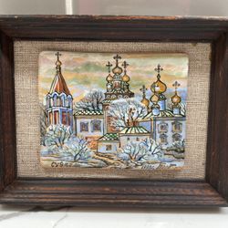 Hand painted Russian Folk Tile With Artist Signature