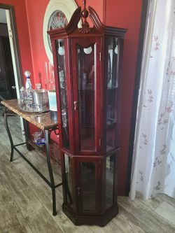 Cherry corner curio cabinet