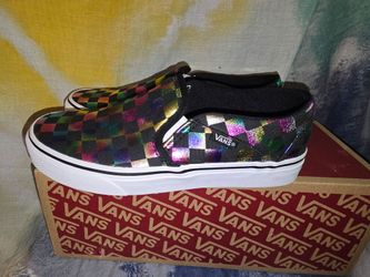Vans Slip-On Iridescent Checkerboard Sneakers Women's Size 6