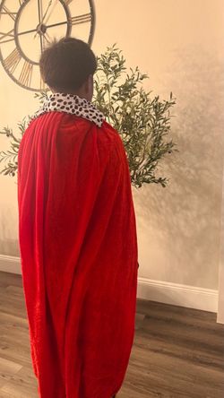 Red Velvet Cape with Dalmatian Collar