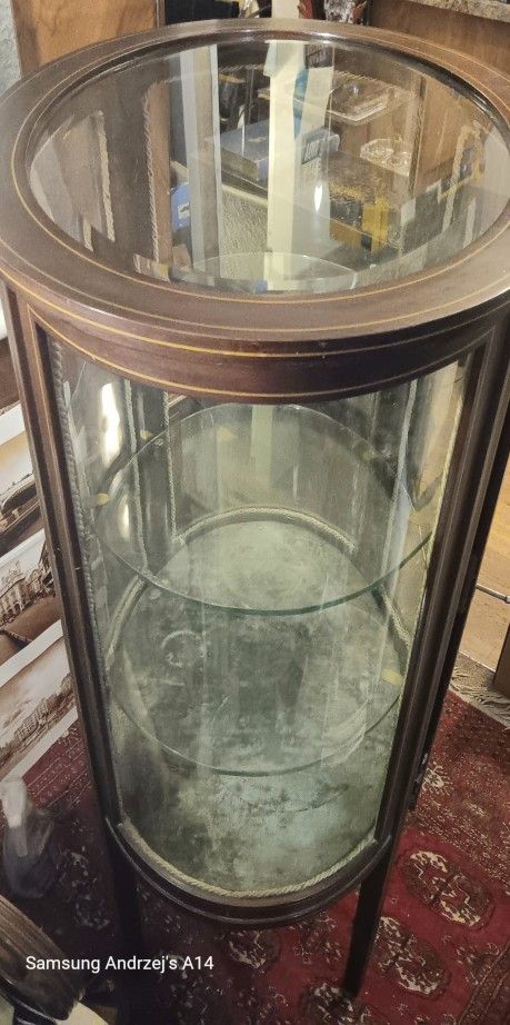 Antique Wooden Curio/Display/China Mahogany Inlaid Cabinet
