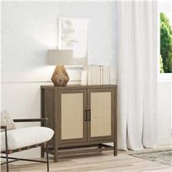 SLIM WALNUT STORAGE CABINET WITH 2 D