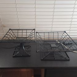 Baskets Vintage Black Wrought Iron Stacking Square Pedestal Fruit Towels Storage