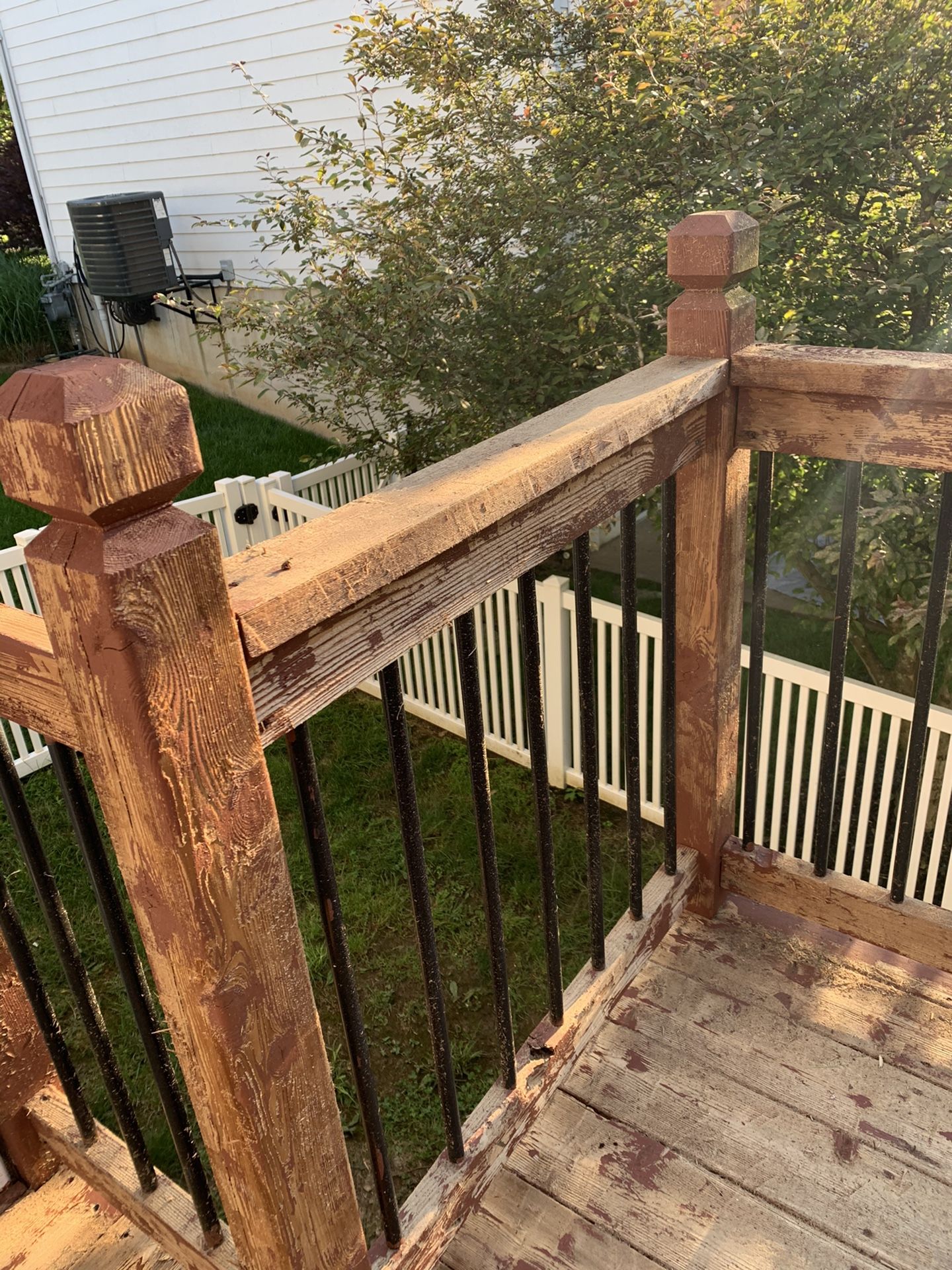 Wooden deck fence