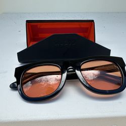 Caddis D28 1.5 Black Readers Eyeglasses & Customized  Amber Orange tint lenses
