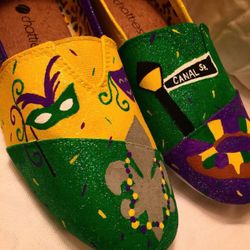 Hand painted Mardi Gras Shoes