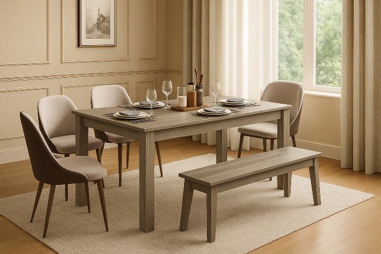 Dining Table Only Table 63" L x 31.5" W x 30" H, 330LBS Capacity, Center Table for Living Room, Home Office, Kitchen, Dinette, Dinner, Oak