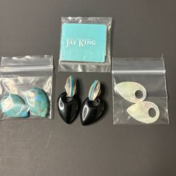Jay King DTR 925 Sterling Silver Interchangeable Earrings Turquoise Onyx MOP
