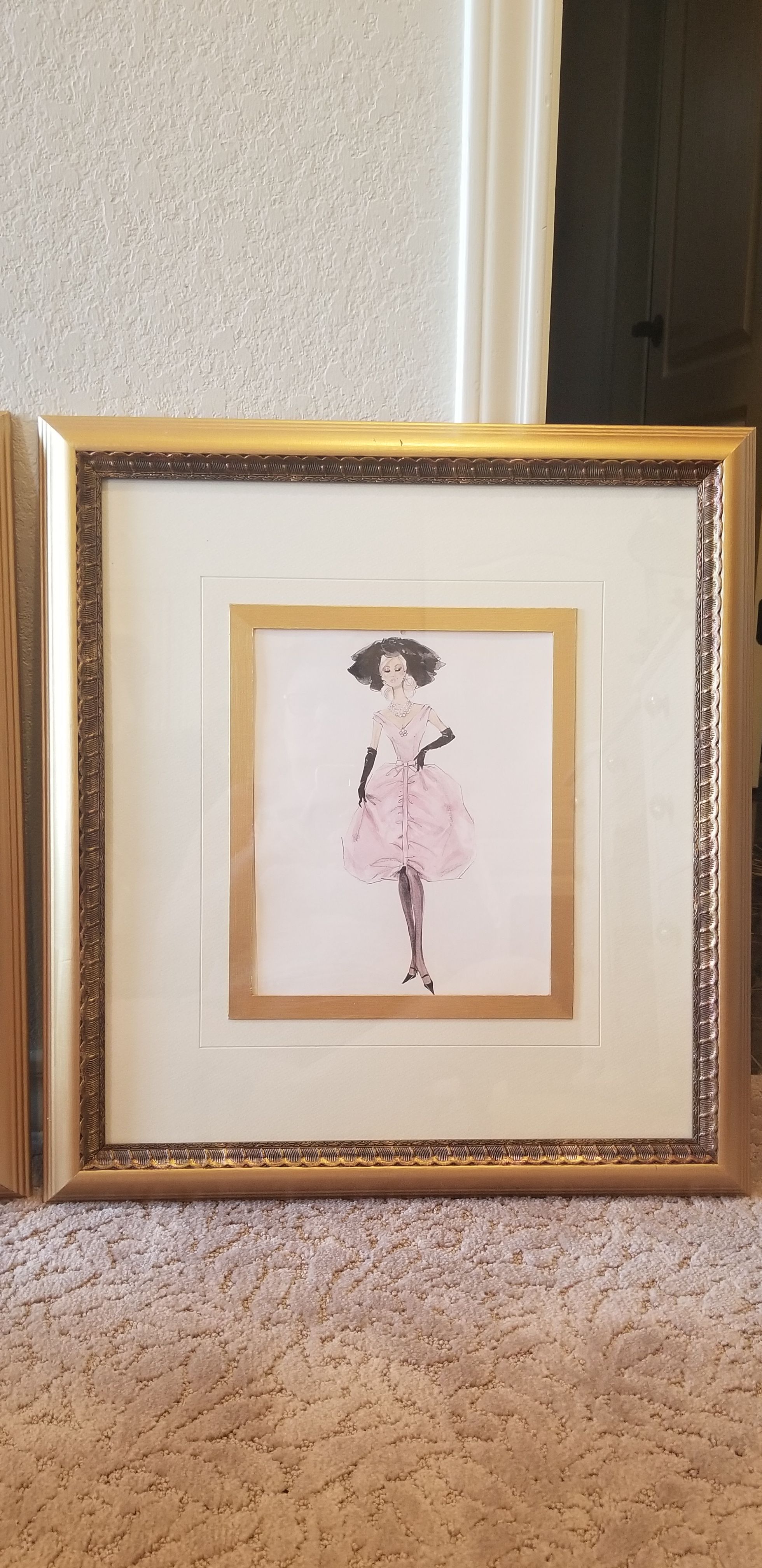 Barbie framed pictures art girls pink gold