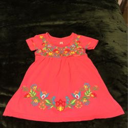 2t Pink Floral Embroidered Dress