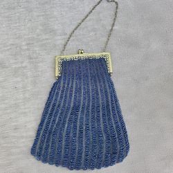 1920's art deco blue beaded purse